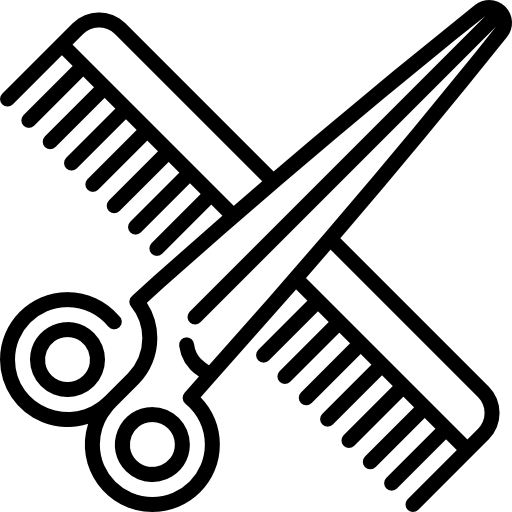 HAAR-SCHARF - Friseursalon - Kamm- und Scherensymbol